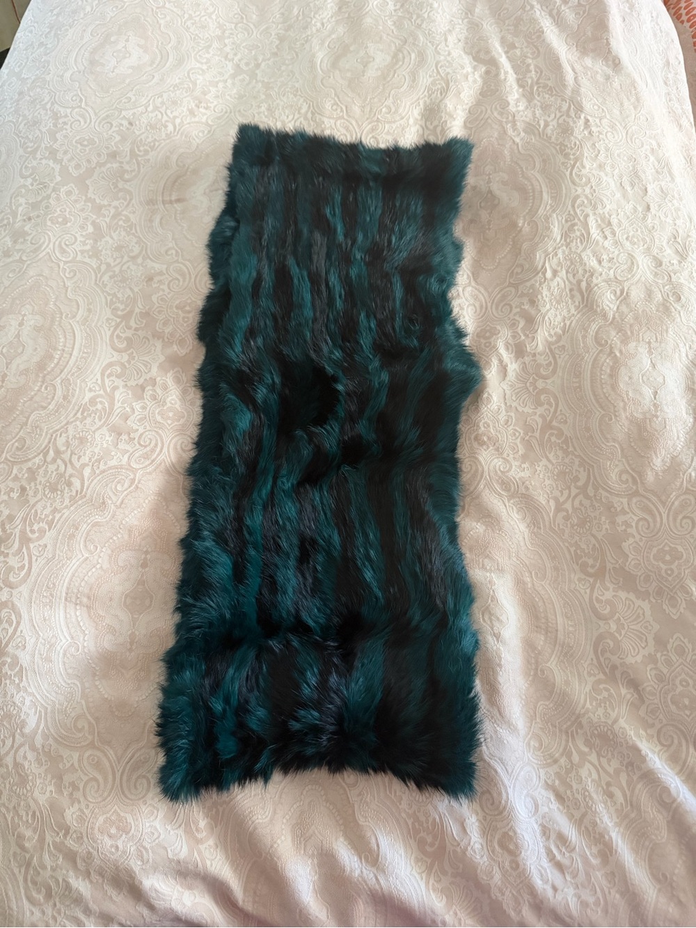 Teal Rabbit Fur Scarf